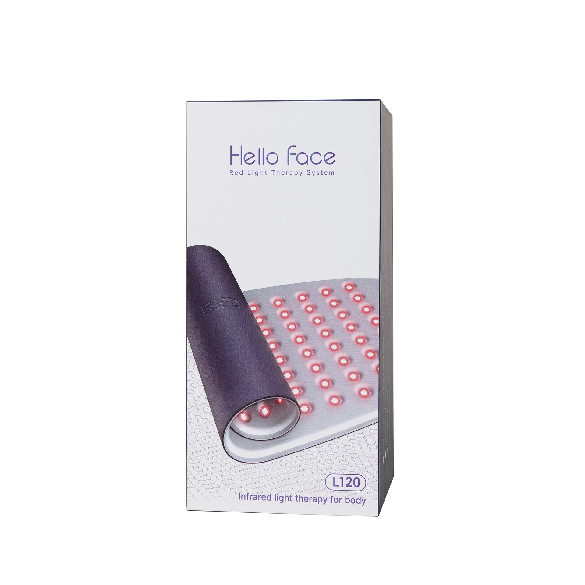 Box of Hello Face infrared light therapy system on a white background