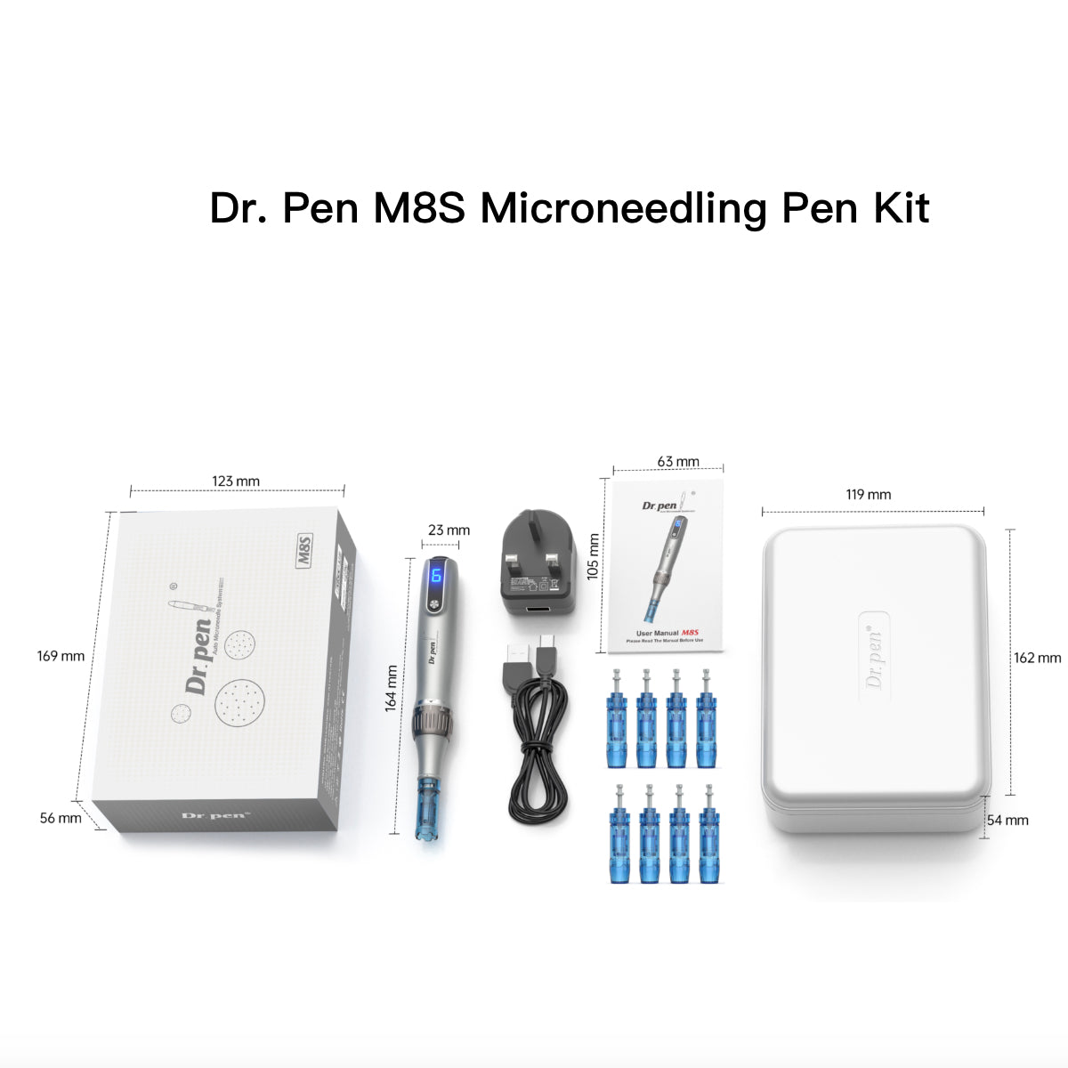 Dr. Pen M8S Upgraded Microneedling Pen Kit (8 Cartridges)